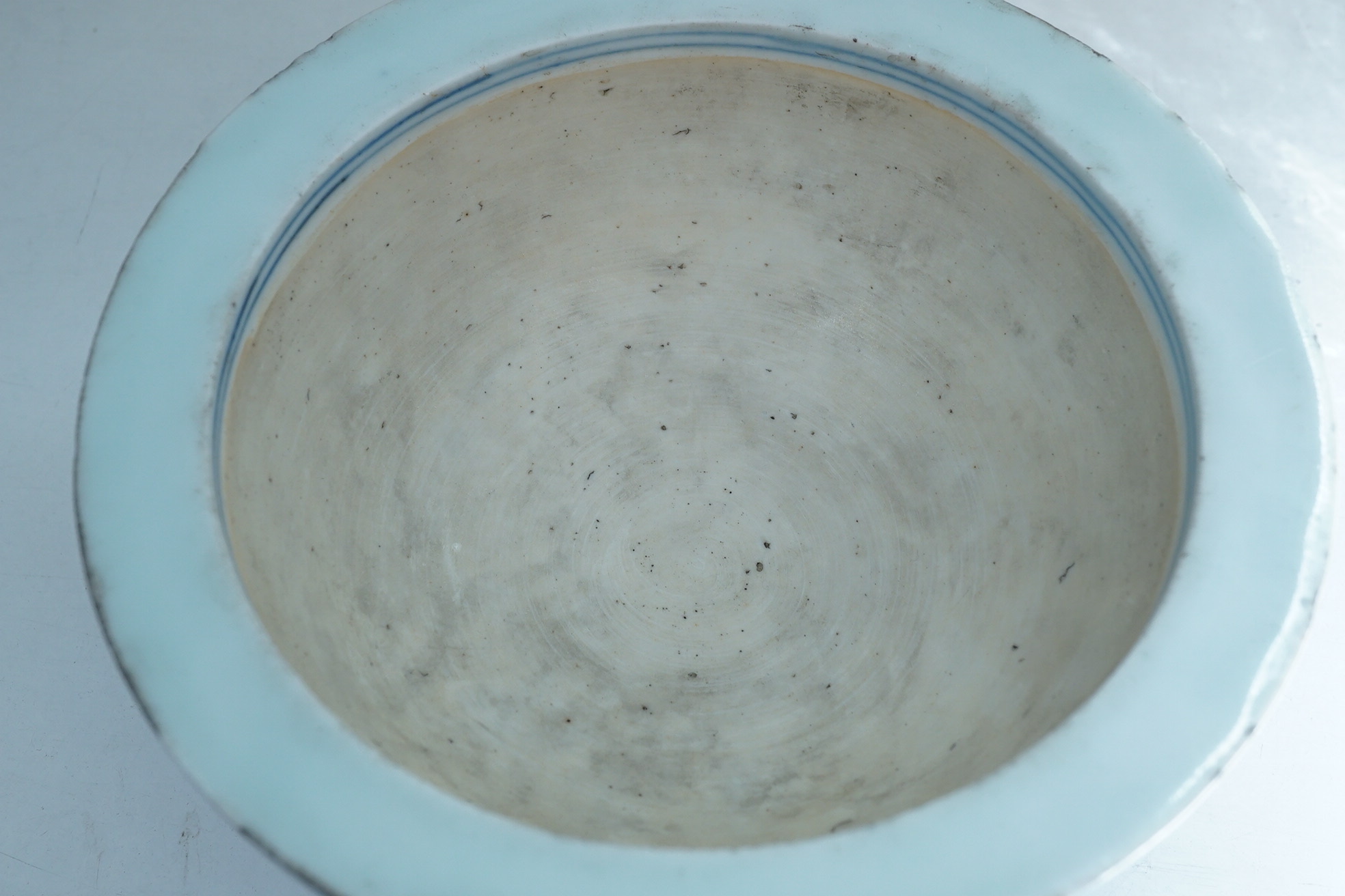 A Chinese blue and white ‘dragon’ dice bowl, Xuande mark, probably late Qing dynasty